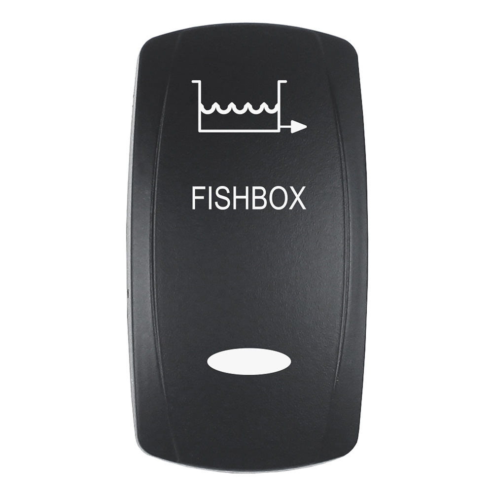 Pacer Actuator - 'FISHBOX' f/V Series Contura Switches - Black - Laser Etched (Top/Bottom Light) — marine switches & accessories