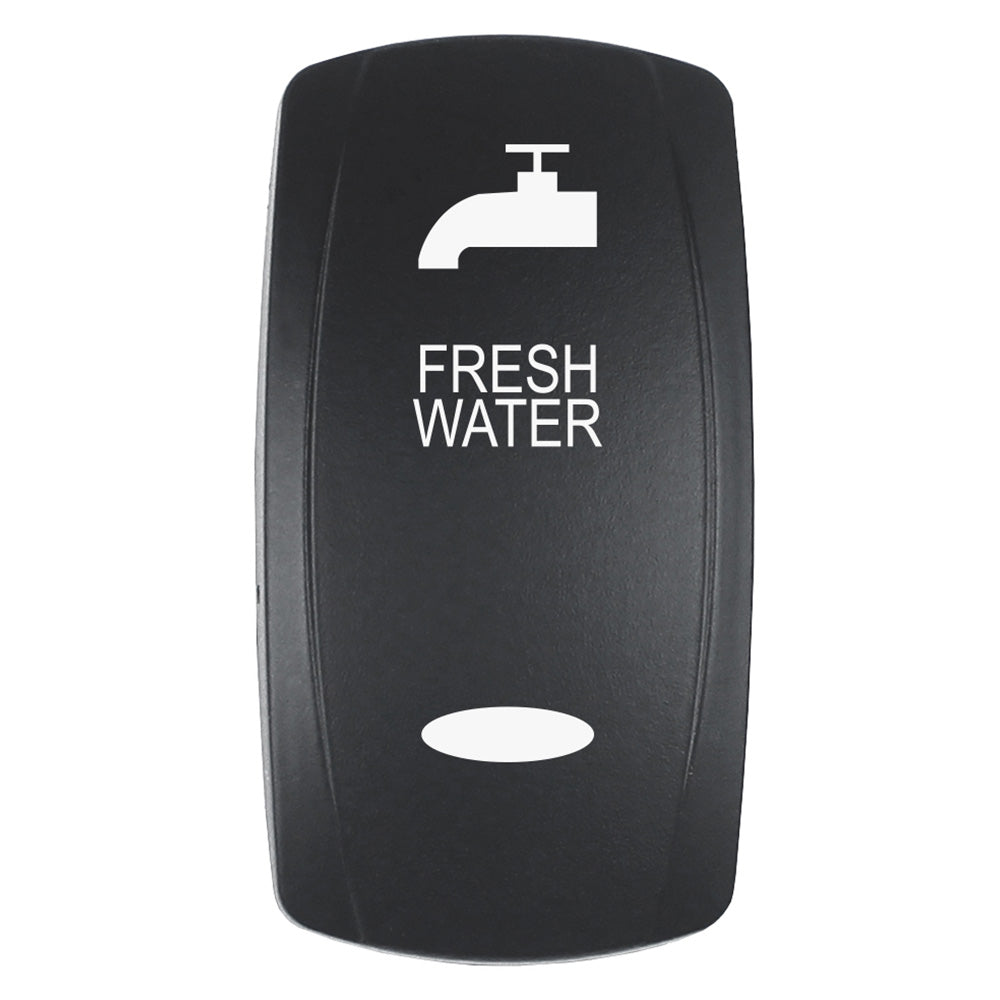 Pacer Actuator - 'FRESH WATER' f/V Series Contura Switches - Black - Laser Etched (Top/Bottom Light) — marine switches & accessories