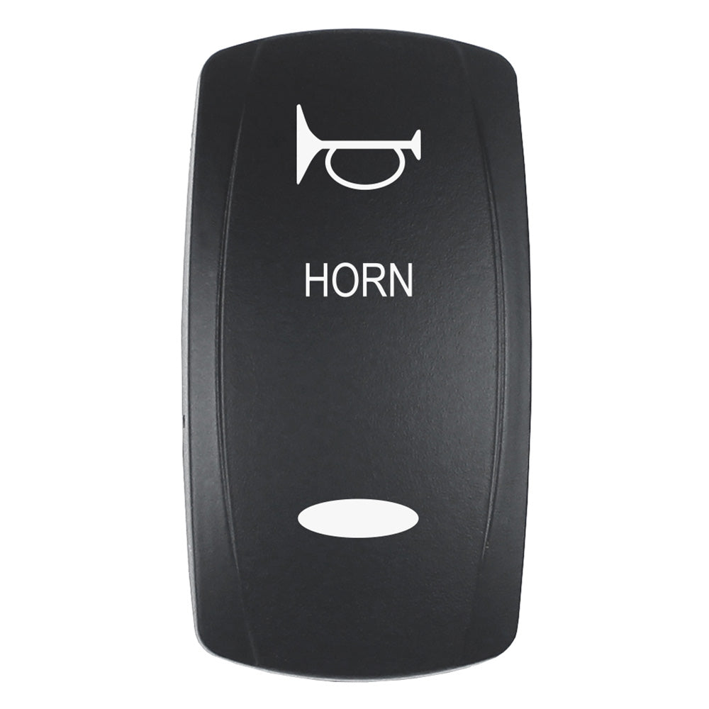 Pacer Actuator - 'HORN' f/V Series Contura Switches - Black - Laser Etched (Top/Bottom Light) — marine switches & accessories