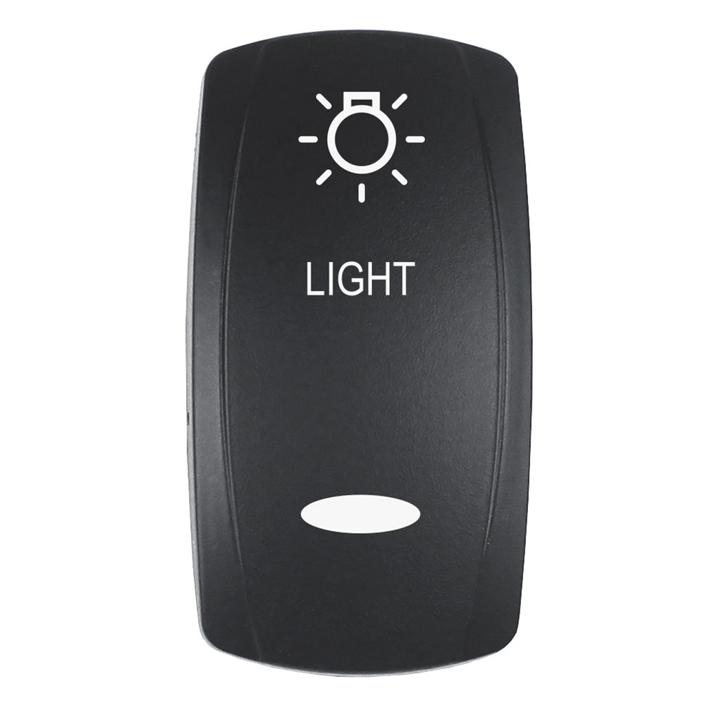 Pacer Actuator - 'LIGHT' f/V Series Contura Switches - Black - Laser Etched (Top/Bottom Light) — marine switches & accessories