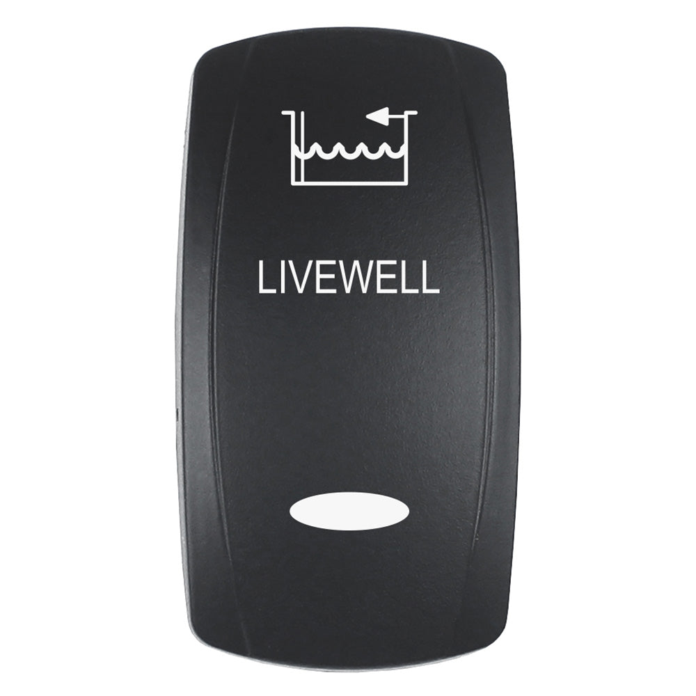 Pacer Actuator - 'LIVEWELL' f/V Series Contura Switches - Black - Laser Etched (Top/Bottom Light) — marine switches & accessories
