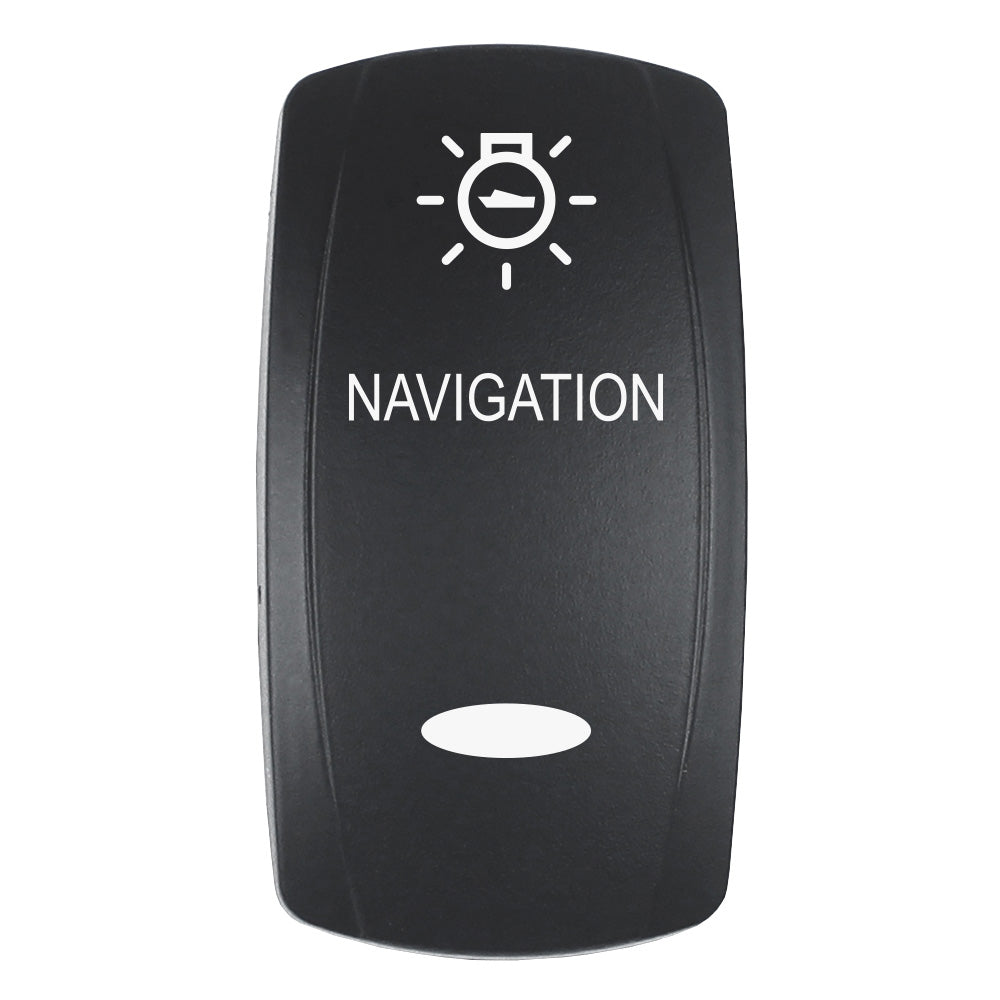 Pacer Actuator - 'NAVIGATION' f/V Series Contura Switches - Black - Laser Etched (Top/Bottom Light) — marine switches & accessories