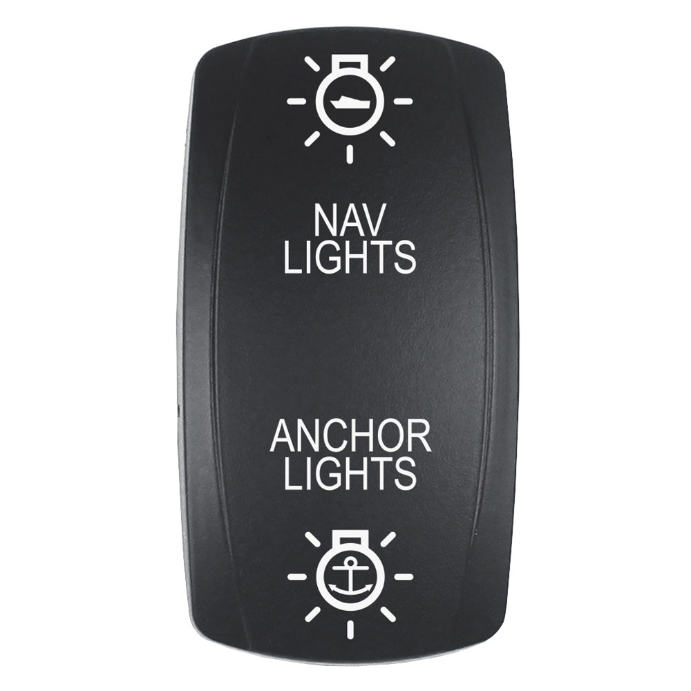 Pacer Actuator - 'NAV/ANC' f/V Series Contura Switches - Black - Laser Etched (Top/Bottom Light) — marine switches & accessories