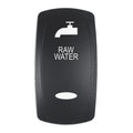 Pacer Actuator - 'RAW WATER' f/V Series Contura Switches - Black - Laser Etched (Top/Bottom Light) — marine switches & accessories