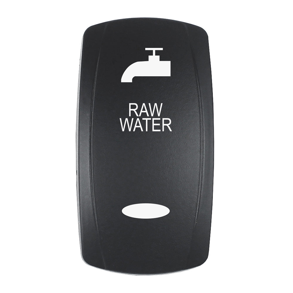 Pacer Actuator - 'RAW WATER' f/V Series Contura Switches - Black - Laser Etched (Top/Bottom Light) — marine switches & accessories