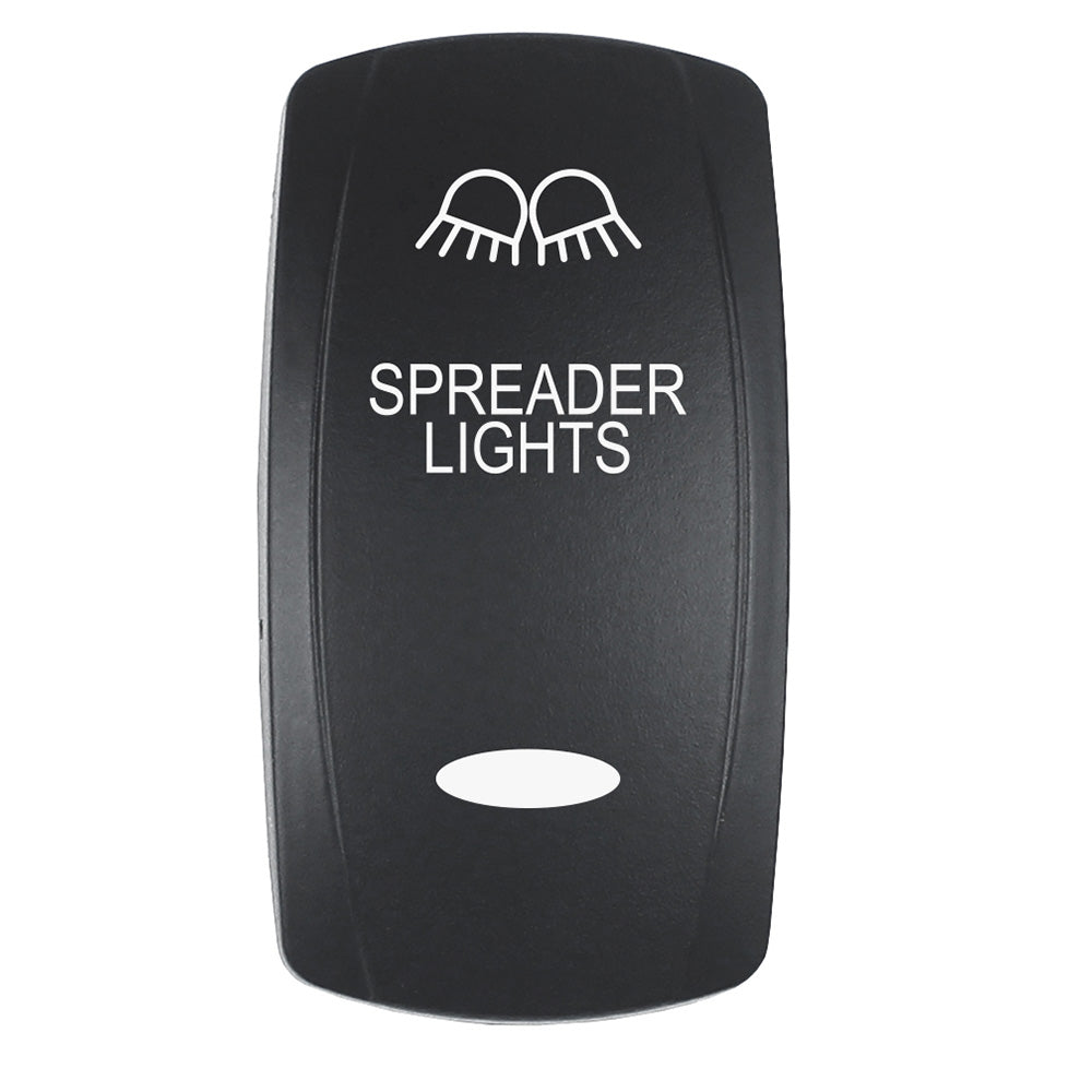 Pacer Actuator - 'SPREADER LIGHTS' f/V Series Contura Switches - Black - Laser Etched (Top/Bottom Light) — marine switches & accessories