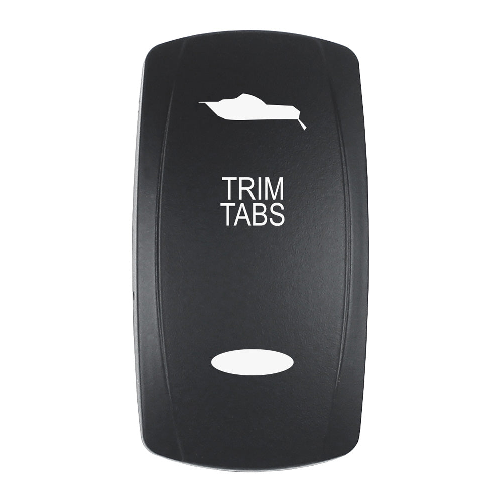Pacer Actuator - 'TRIM TABS' f/V Series Contura Switches - Black - Laser Etched (Top/Bottom Light) — marine switches & accessories