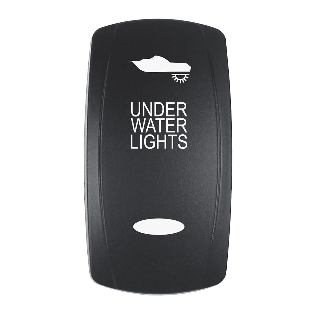 Pacer Actuator - 'UNDER WATER LIGHTS' f/V Series Contura Switches - Black - Laser Etched (Top/Bottom Light) — marine switches & accessories