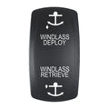 Pacer Actuator - 'WINDLASS DPLY/RTRV' f/V Series Contura Switches - Black - Laser Etched (Top/Bottom Light) — marine switches & accessories