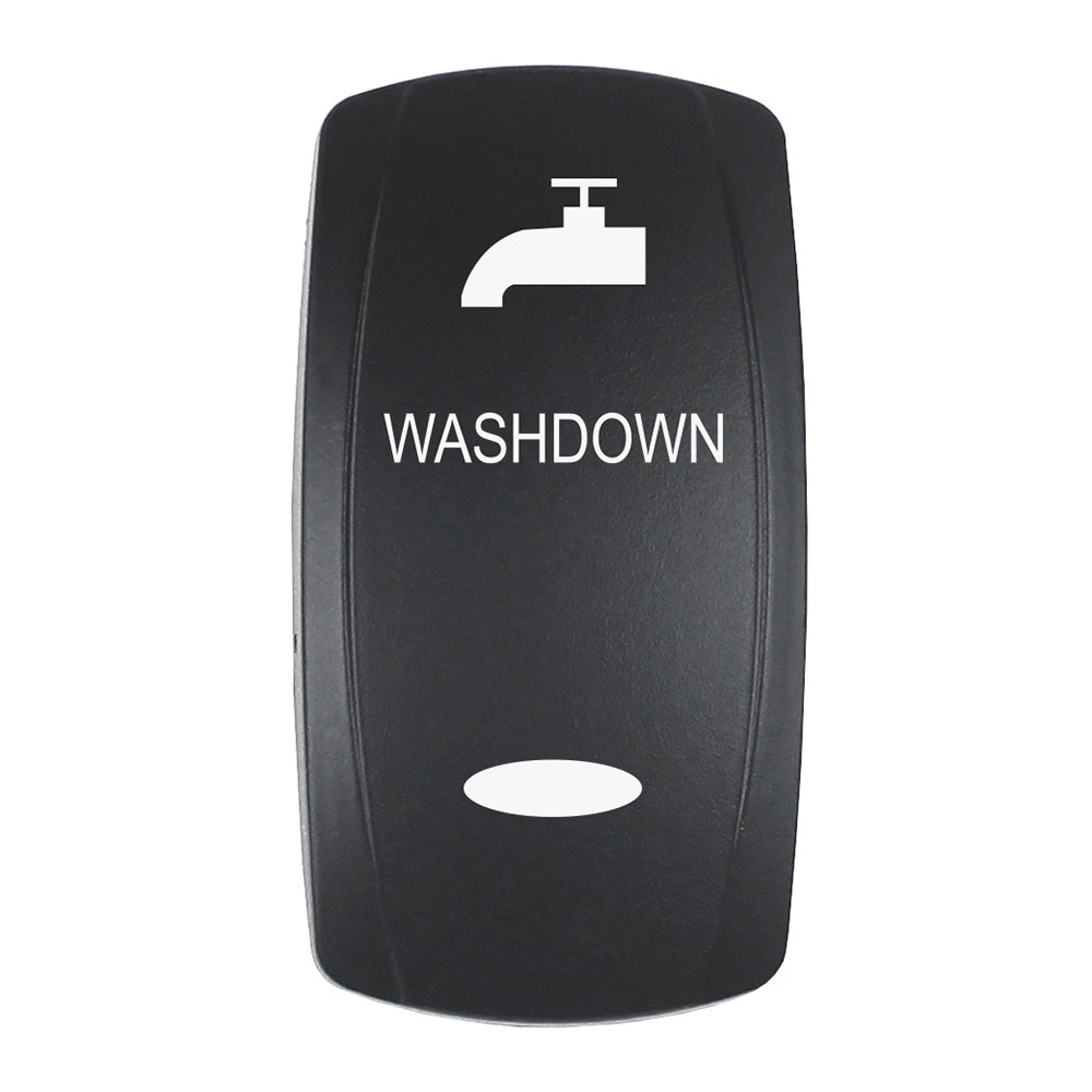 Pacer Actuator - 'WASHDOWN' f/V Series Contura Switches - Black - Laser Etched (Top/Bottom Light) — marine switches & accessories