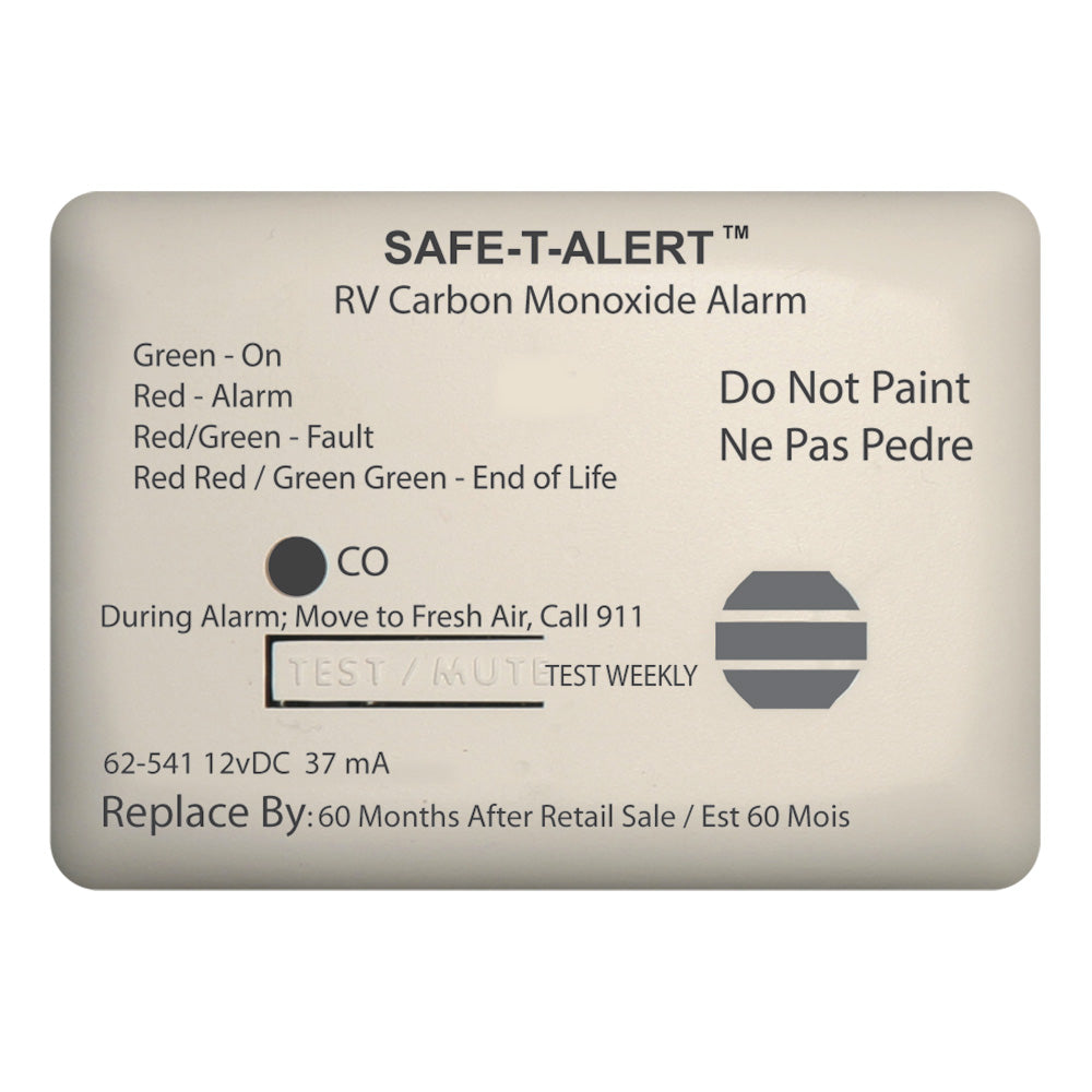 Safe-T-Alert 62 Series Carbon Monoxide Alarm - 12V - RV Surface Mount - White — marine fume detectors