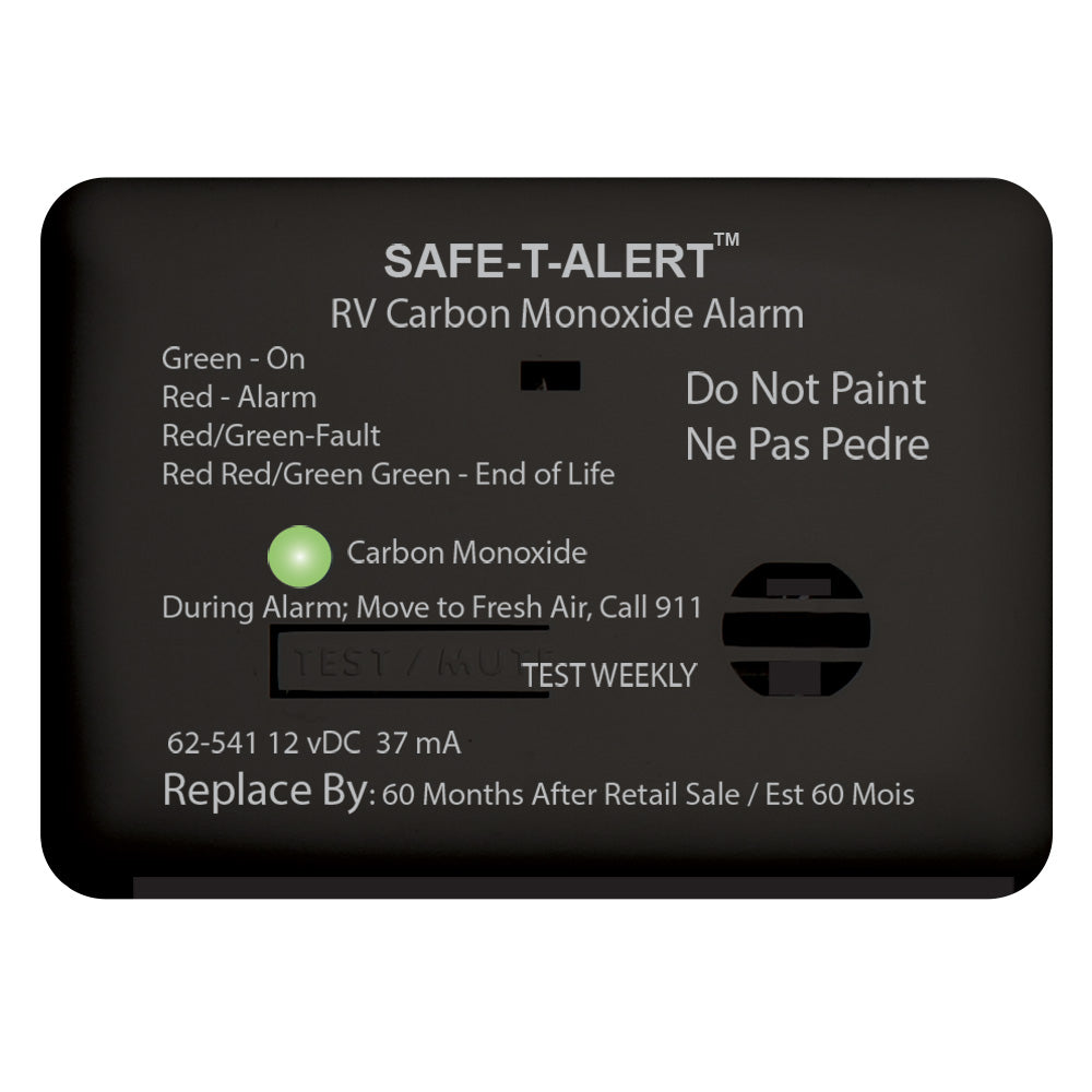 Safe-T-Alert 62 Series Carbon Monoxide Alarm - 12V - RV Surface Mount - Black — marine fume detectors