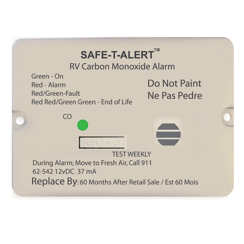 Safe-T-Alert 62 Series Carbon Monoxide Alarm - 12V - RV Flush Mount - White — marine fume detectors