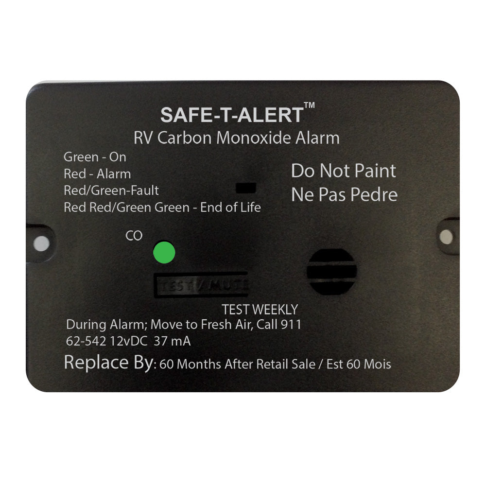 Safe-T-Alert 62 Series Carbon Monoxide Alarm - 12V - RV Flush Mount - Black — marine fume detectors