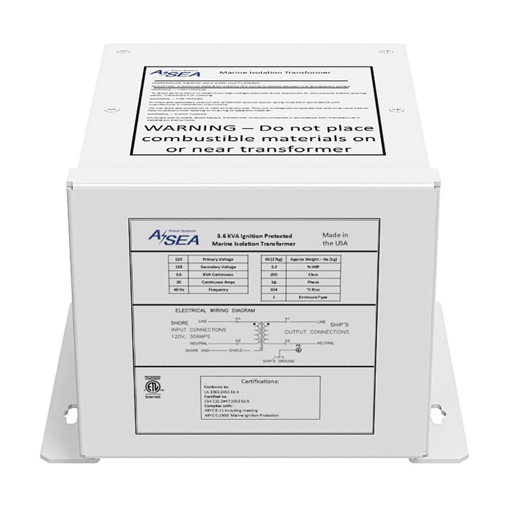 ASEA Power Systems 3.6 kVA Isolation Transformer — marine shore power