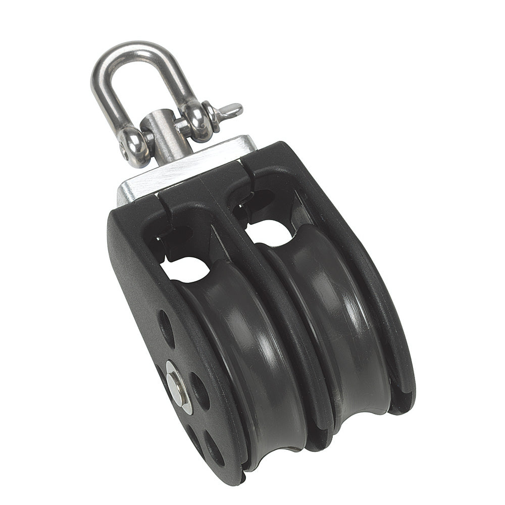 Barton Marine Size 3 45mm Plain Bearing Pulley Block Double w/Swivel — marine blocks