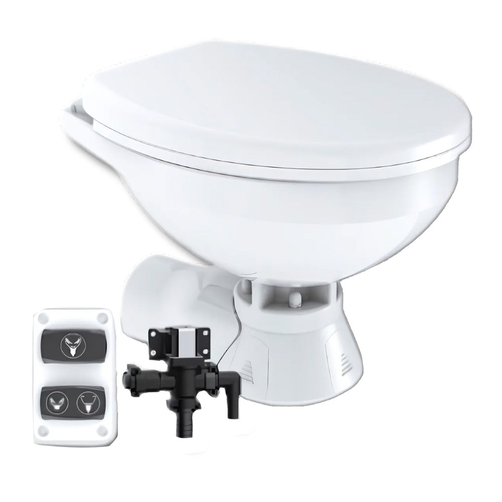 Commodore Quiet Flush Electric Toilet - Rear Macerator w/Solenoid Valve - Regular Size — marine marine sanitation