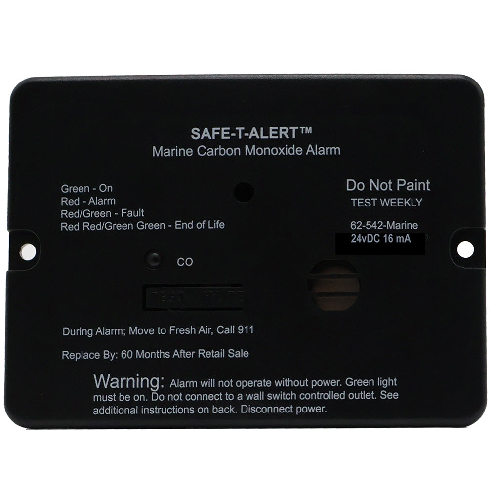 Safe-T-Alert 62 Series Marine Carbon Monoxide Alarm - 24V Flush Mount - Black — marine fume detectors