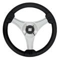 Uflex USA Uflex - Tavolara - 13.8" Black Polyurethane Steering Wheel w/Silver Spokes & X62 Hub — marine steering wheels