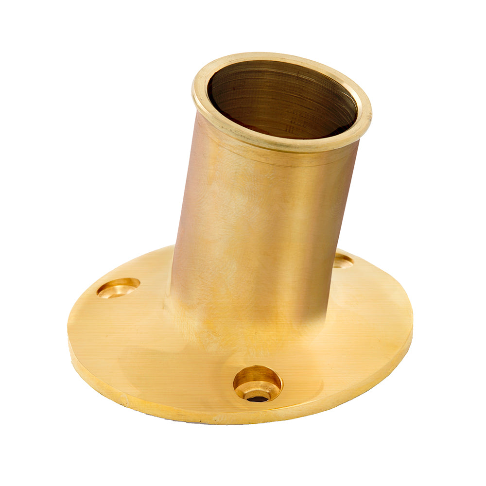 Whitecap Top Mount Flag Pole Socket - 1" ID - Polished Brass — marine accessories