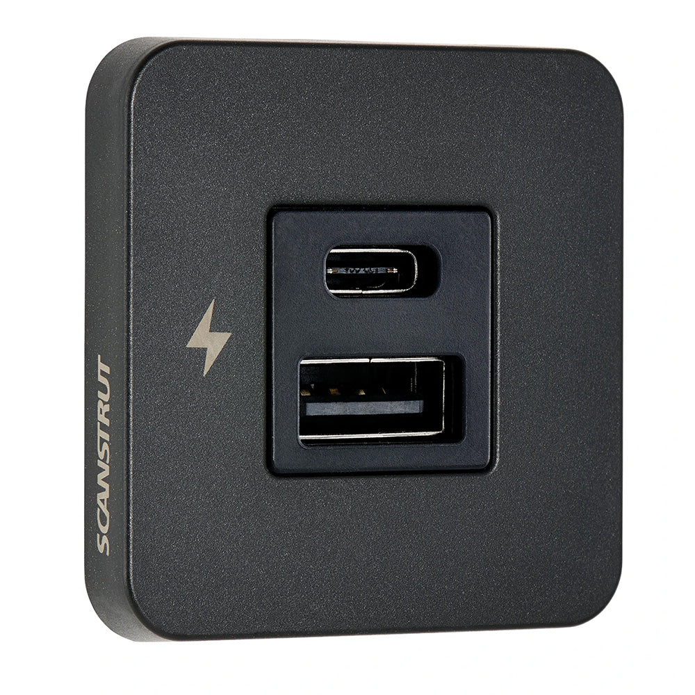 Scanstrut TILE USB-A/USB-C Interior Charging Socket - 12/24V - Black Bezel — marine accessories