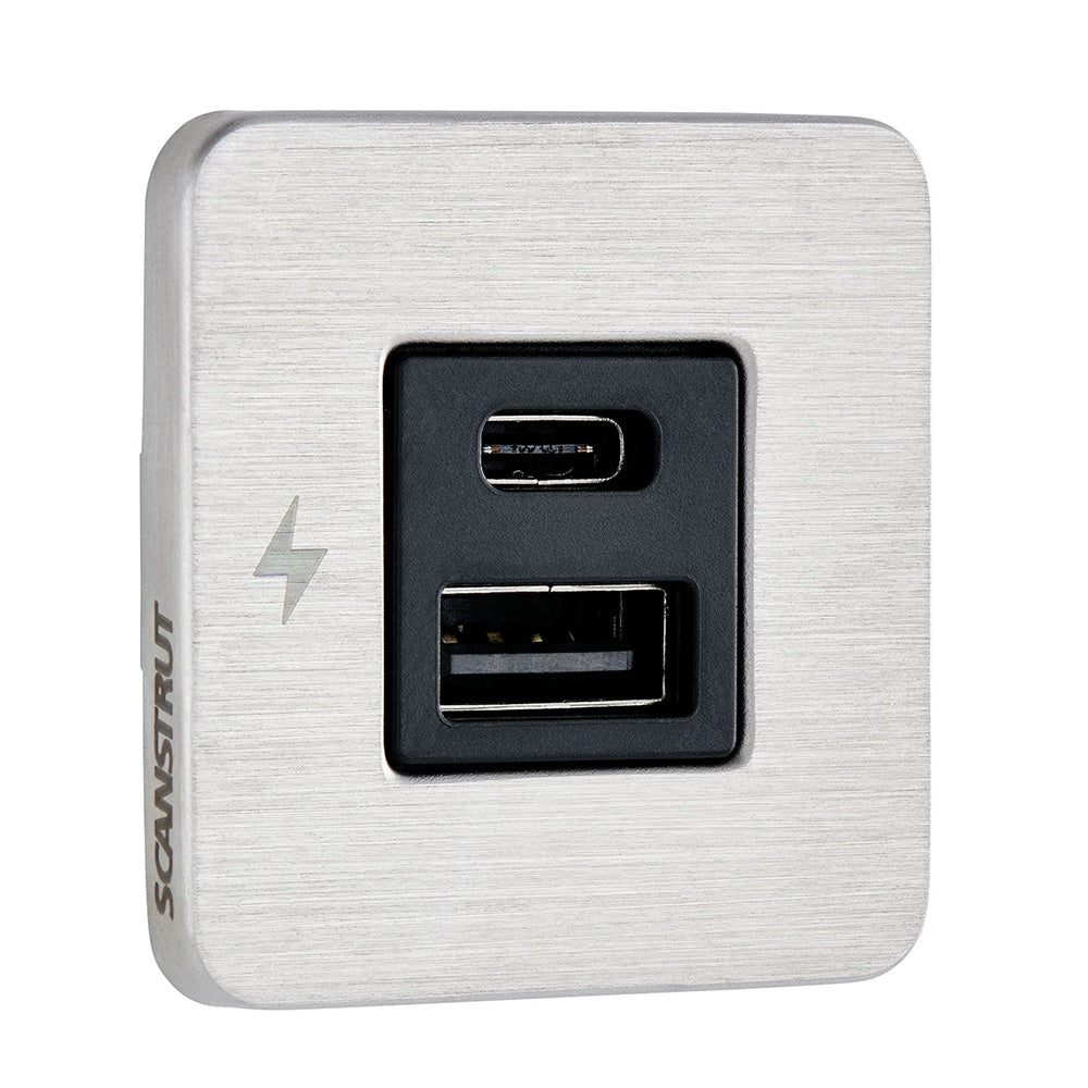 Scanstrut TILE USB-A/USB-C Interior Charging Socket - 12/24V - Stainless Steel Bezel — marine accessories