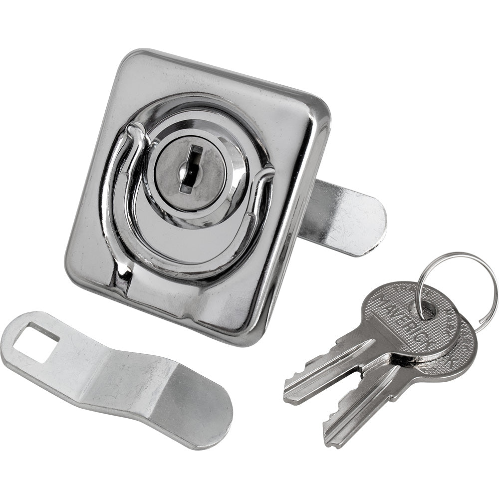 Sea-Dog Surface Mount Locking Ring Pull - Stamped 304 Stainless Steel/Die Cast Zinc Lock — marine latches