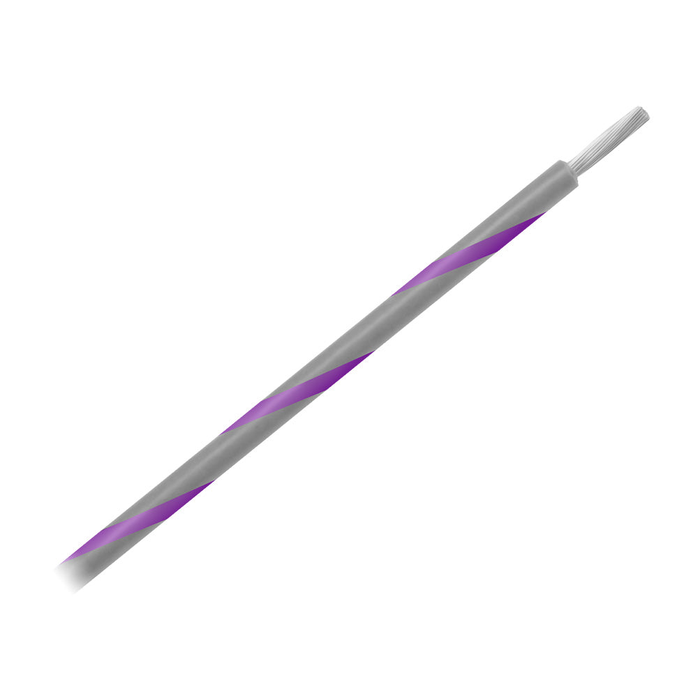 Pacer 14 AWG Gauge Striped Marine Wire 500' Spool - Grey w/Violet Stripe — marine wire