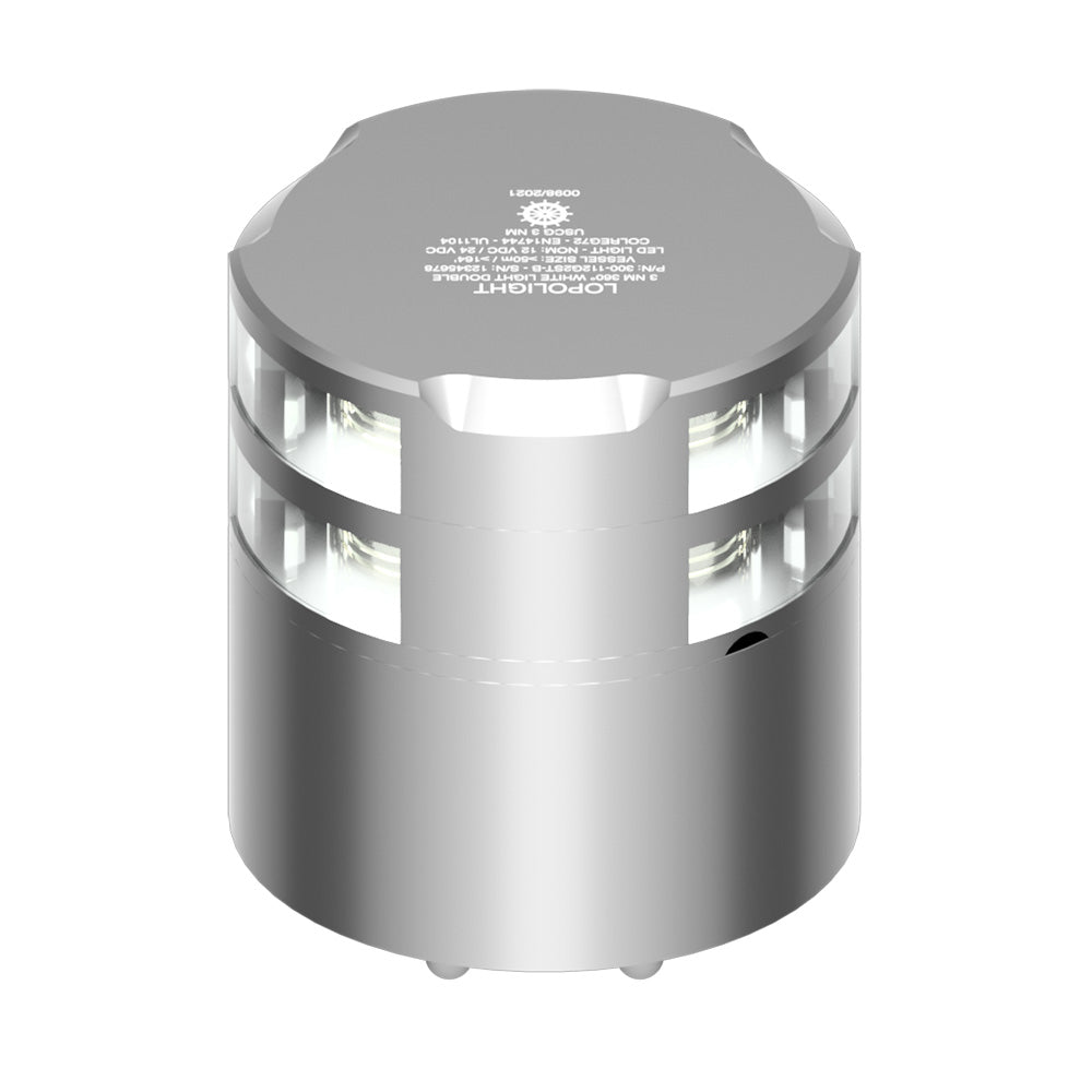 Lopolight 360° Double-Stacked 3nm Masthead Light - Silver Anodized — marine navigation lights