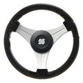 Uflex USA Uflex Ustica 13" Steering Wheel - Black - Polyurethane w/Silver Spokes & X62 Hub — marine steering wheels
