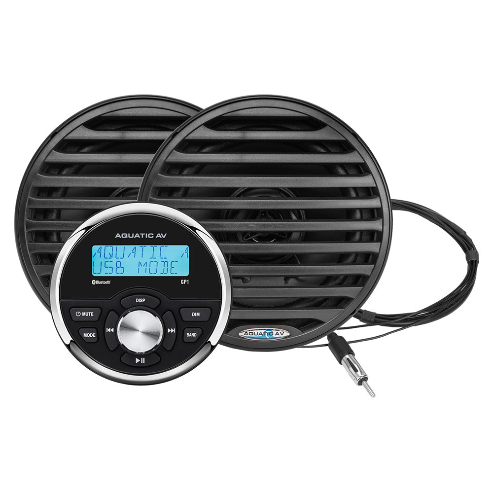 Aquatic AV GP1 Gauge Stereo & Economy 6.5" Speakers - Black (Pair) — marine speakers