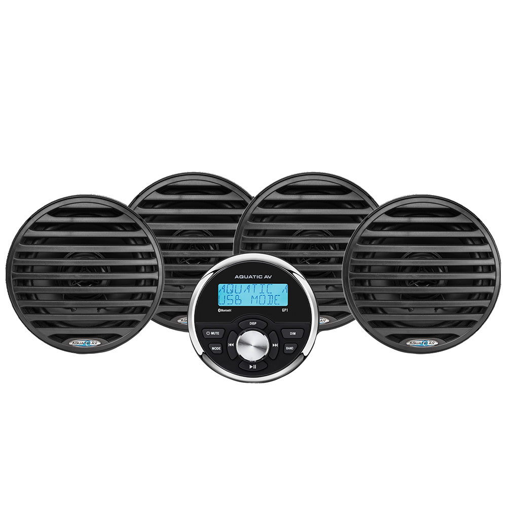 Aquatic AV Economy Gauge Stereo/Speakers Kit - Black — marine speakers