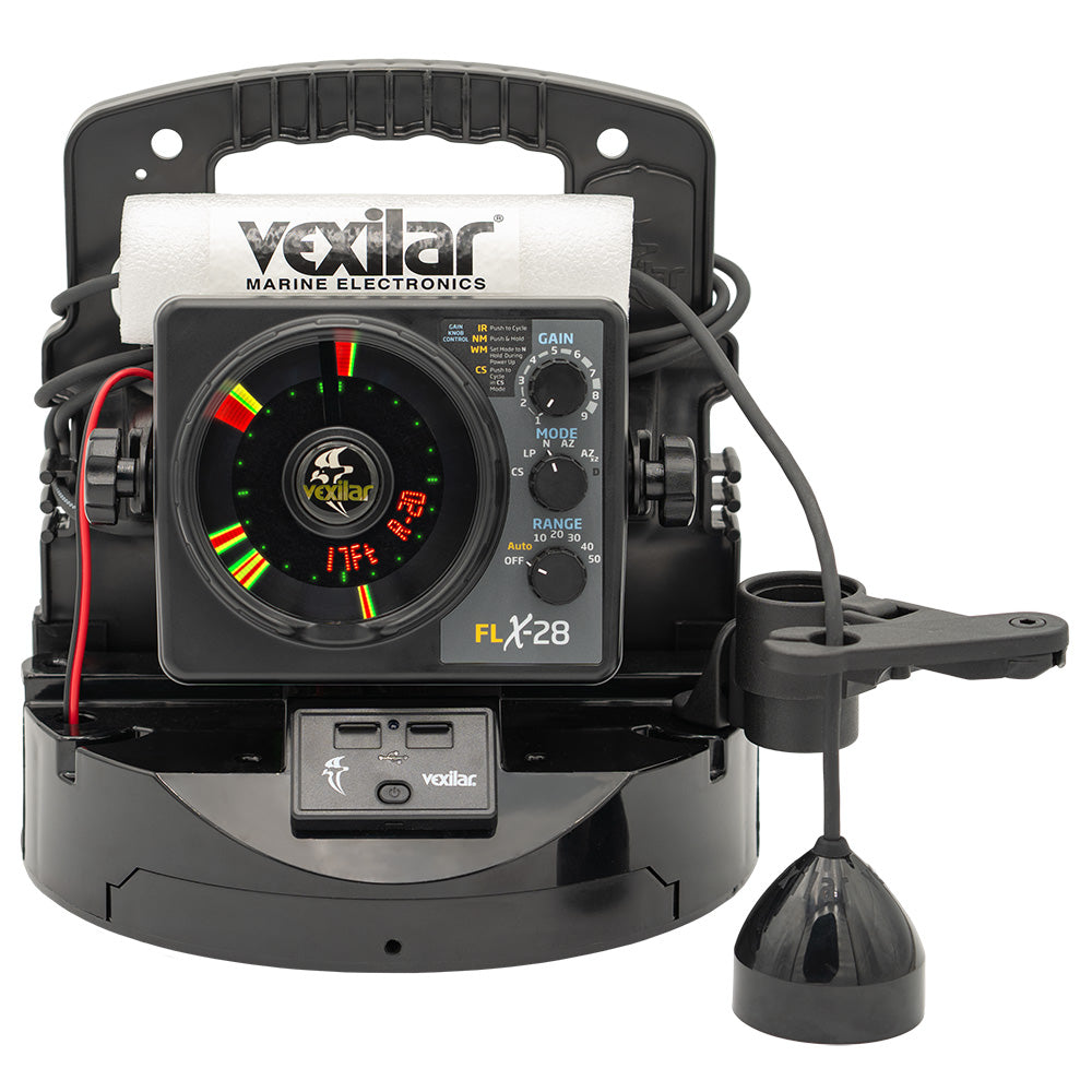 Vexilar FLX-28 Pro Pack Elite Fishing System w/Pro View Ice-Ducer & Vexilar Lithium Battery — marine ice flashers