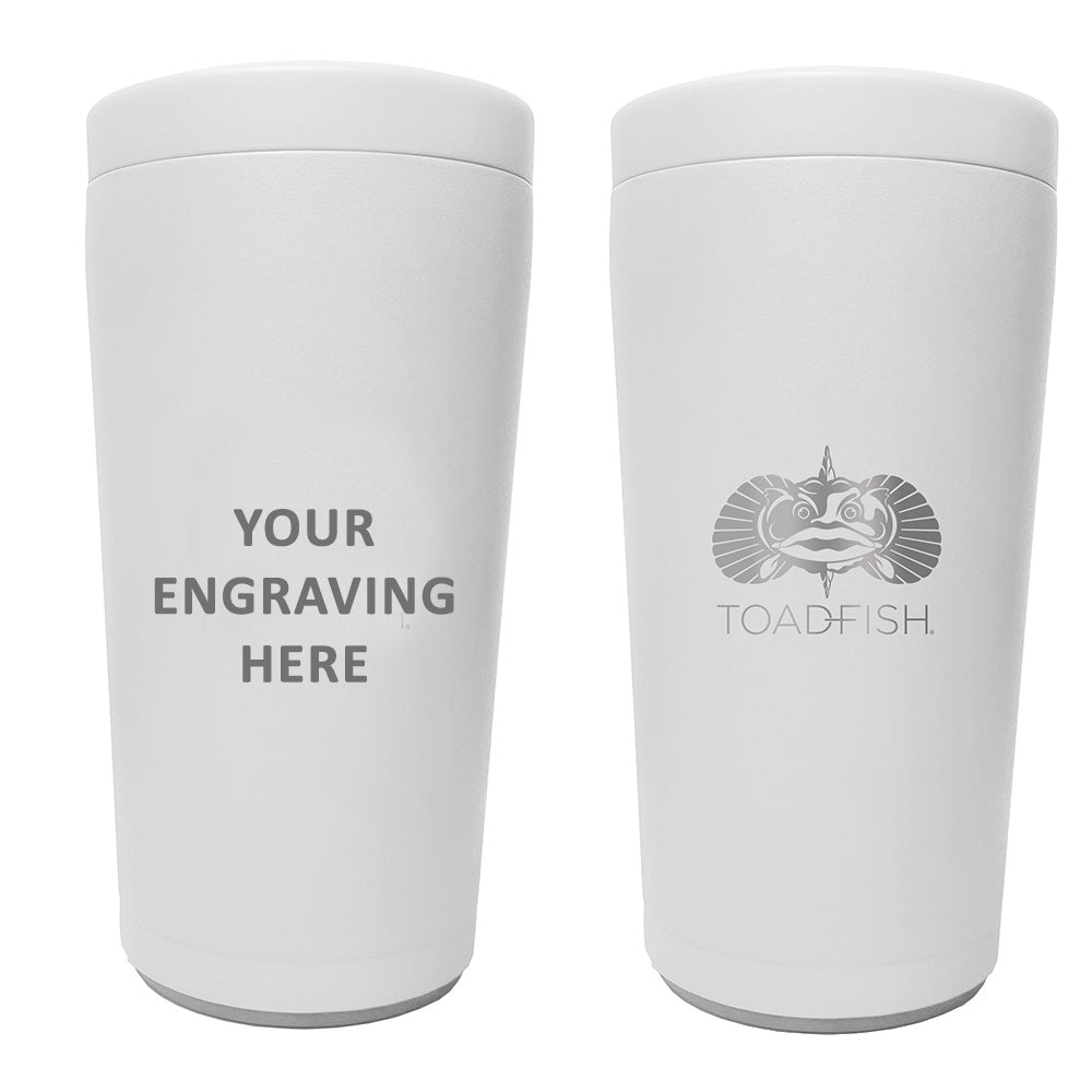 Toadfish Custom Engraved Non-Tipping Can Cooler 2.0 - White (MINIMUM ORDER QUANTITY OF 25) — marine hunting & fishing