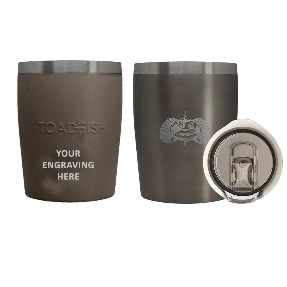 Toadfish Custom Engraved Non-Tipping 10oz Rocks Tumbler - Graphite (MINIMUM ORDER QUANTITY OF 25) — marine hunting & fishing