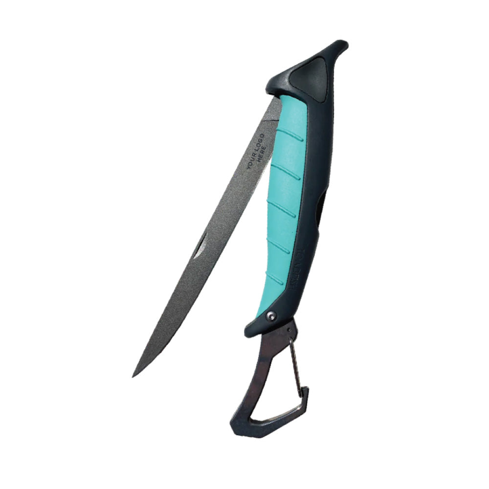 Toadfish Custom Engraved Stowaway Folding Fillet Knife w/Built-In Carabiner - 7" (MINIMUM ORDER QUANTITY OF 25) — marine hunting & fishing