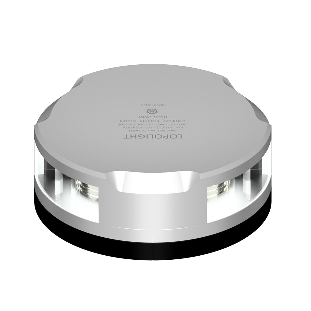 Lopolight 360-Degree Anchor Light - 2nm - Silver Housing w/FB Base - 2.5M Cable — marine navigation lights
