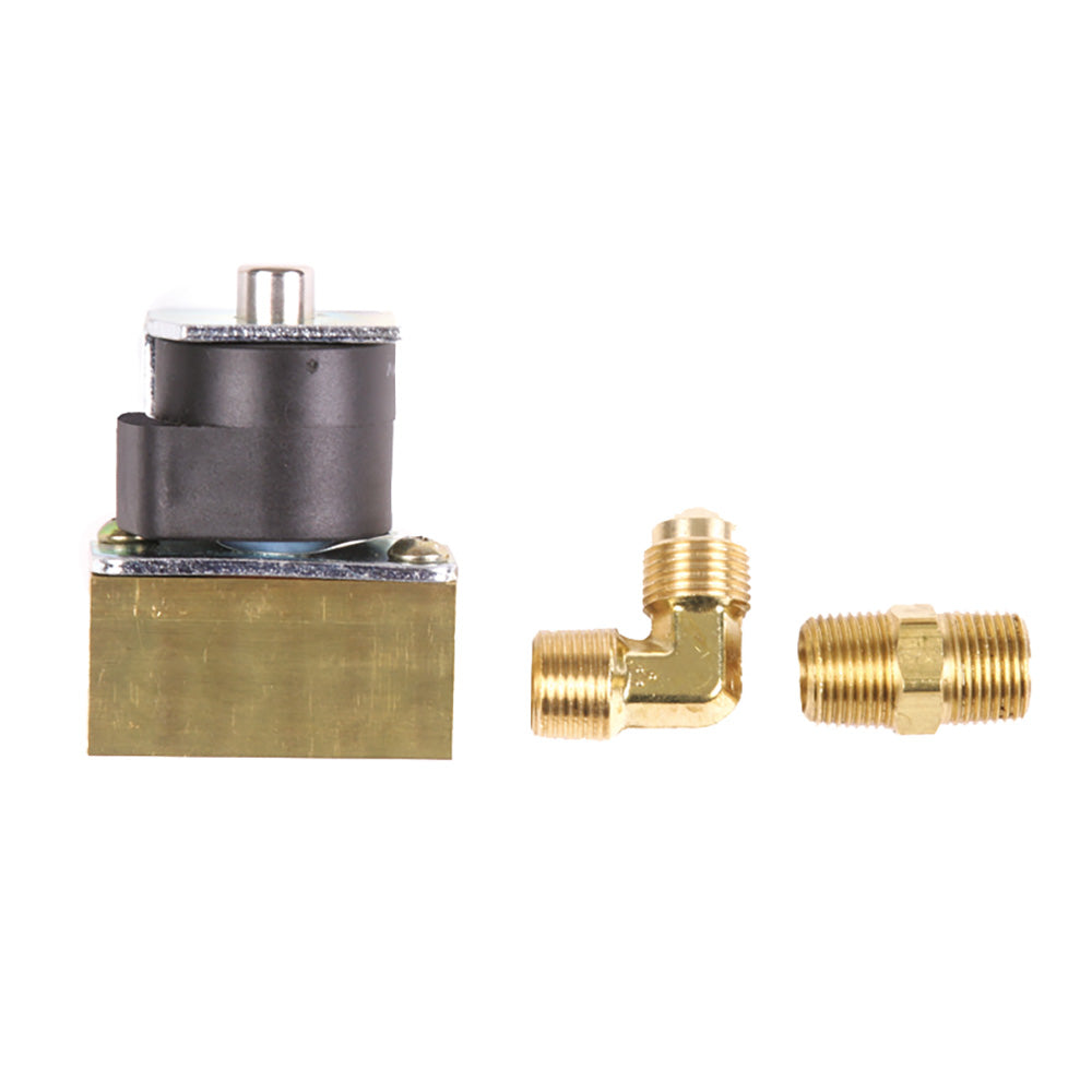 Trident Marine 12VDC Low-Pressure Brass Solenoid Shut-Off Valve 3/8" Female Ports & 2 Brass Connection Fittings — marine deck / galley