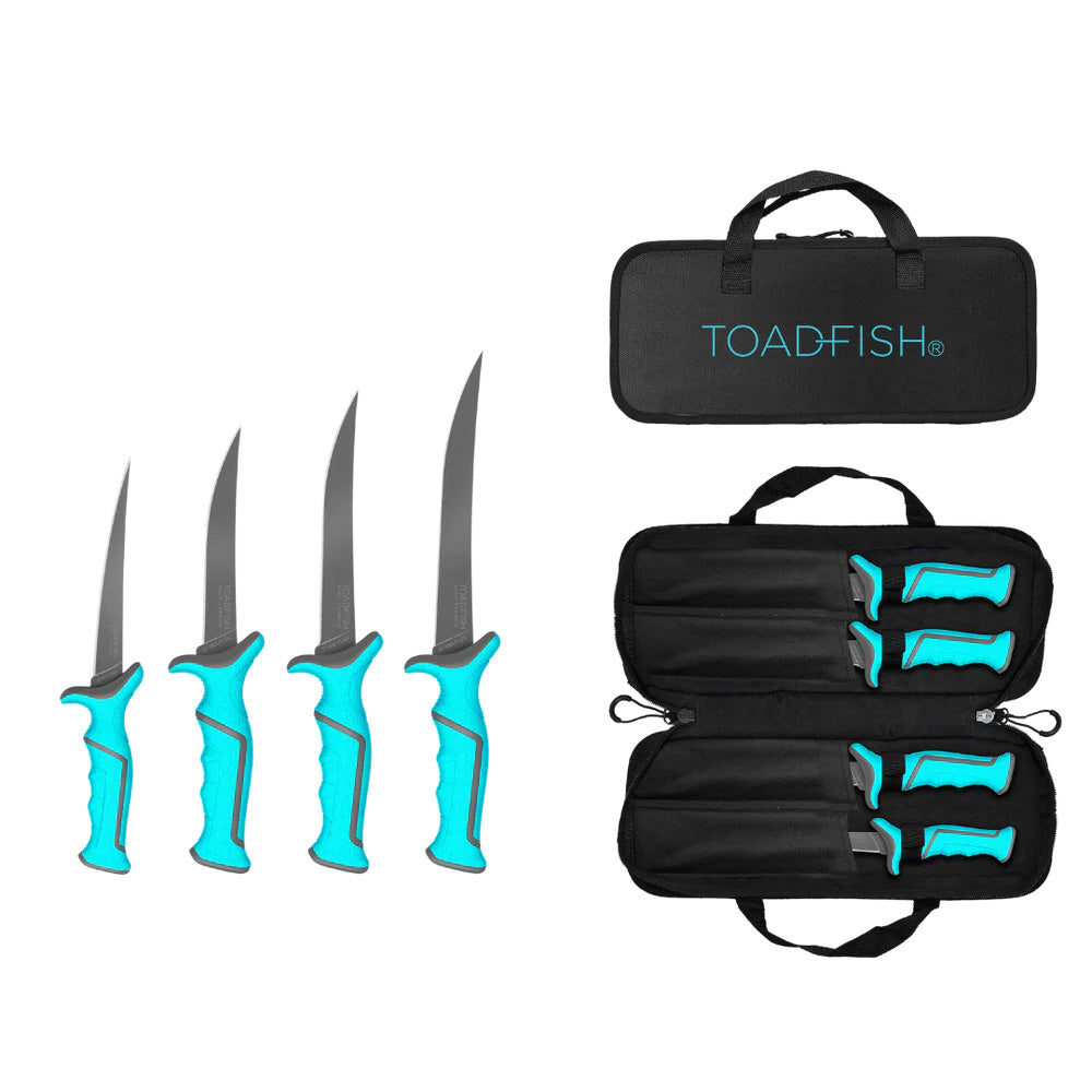 Toadfish Fixed Filet Knife Set - 4 Knives - 5”, 6”, 7” & 8” Fixed Knives — marine accessories