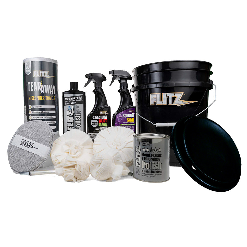 Flitz 5-Gallon Black Bucket Detailers Kit — marine cleaning