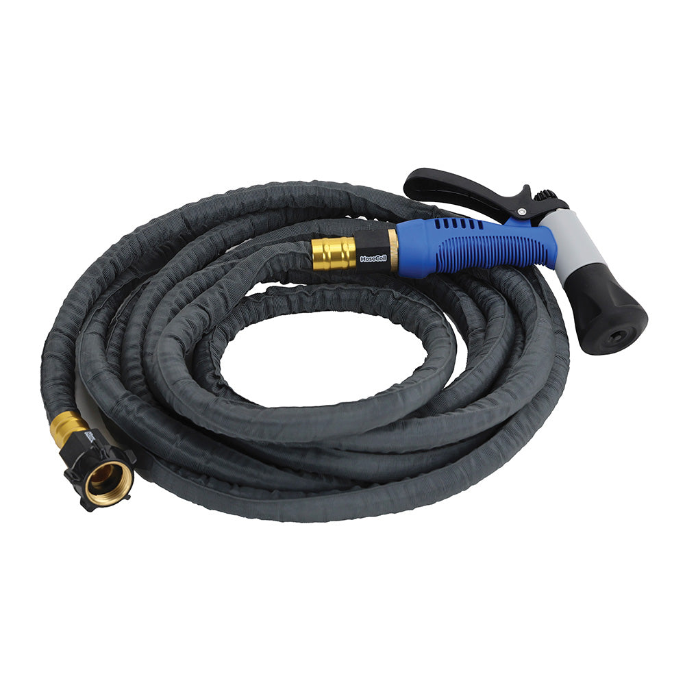 HoseCoil 20' Stainless Steel PRO Hose Kit w/Boat Bumper Plastic Body Nozzle — marine cleaning