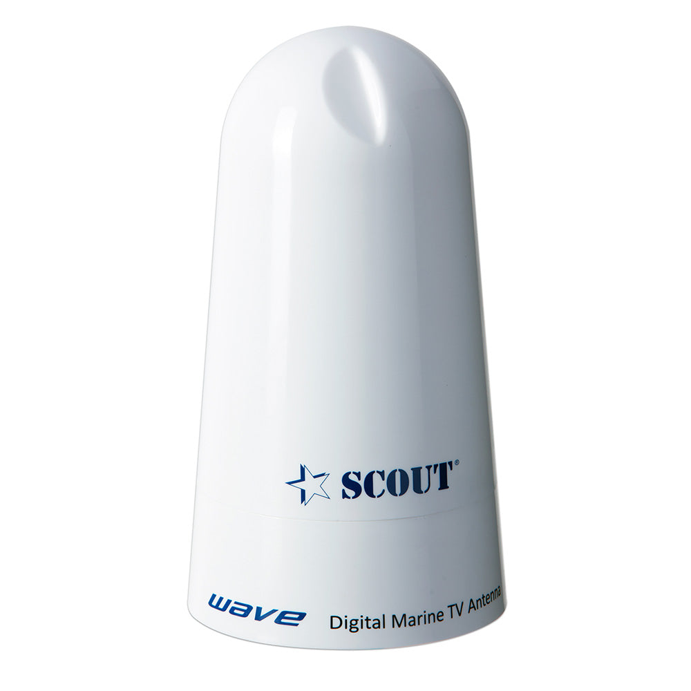 Scout Wave 4" White TV Antenna Omnidirectional 25dB Gain w/10M, 75 ohms, Cable — marine over-the-air tv antennas
