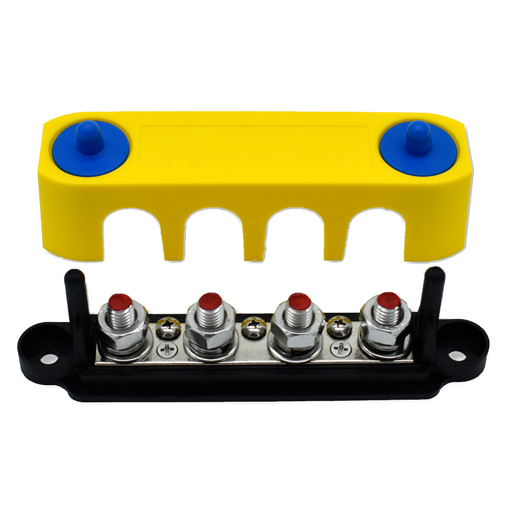 Bluewater Common Stud 4 Gang Positive Terminal Busbar w/Cover — marine busbars