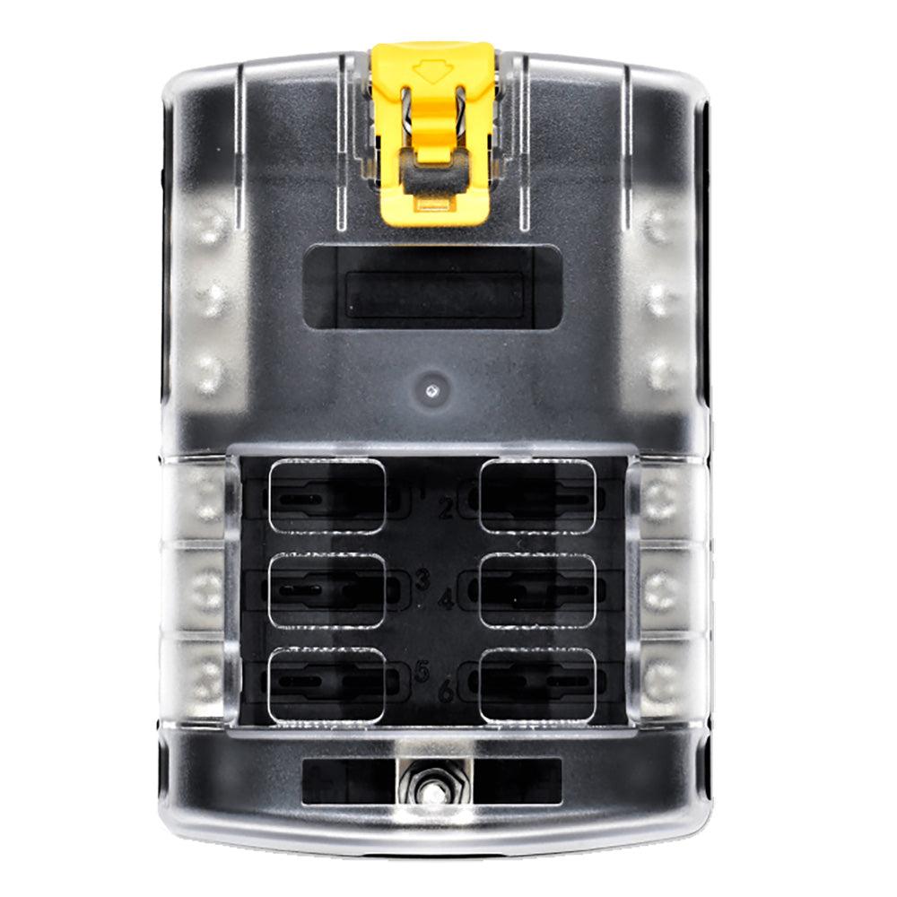 Bluewater 6 Position Fuse Block ATC w/Yellow Slide — marine fuse blocks & fuses