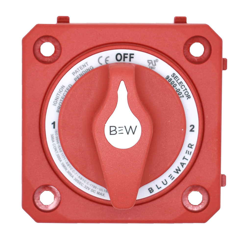 Bluewater Off/1/2/Both Battery Switch - Panel Mount - Red — marine battery management