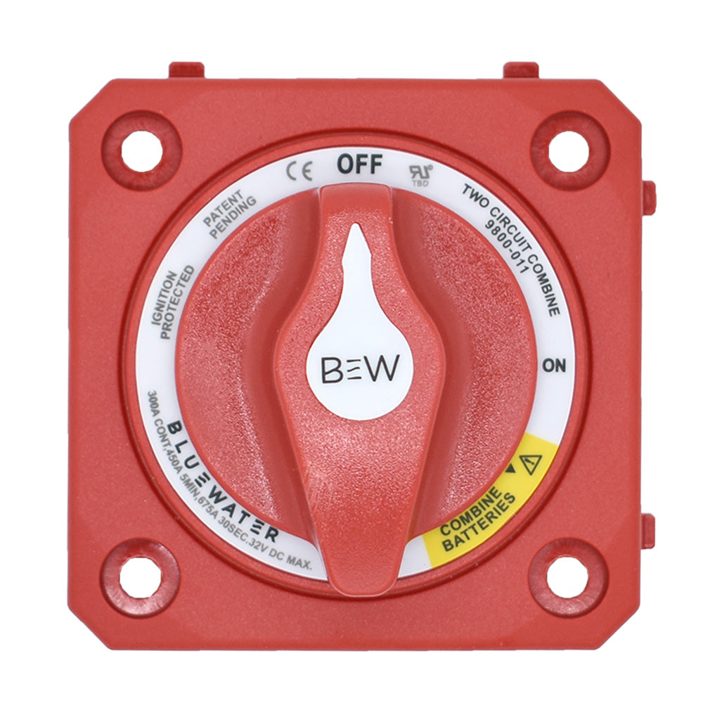 Bluewater Off/On Combine Battery Switch w/o Base - Panel Mount - Red — marine battery management