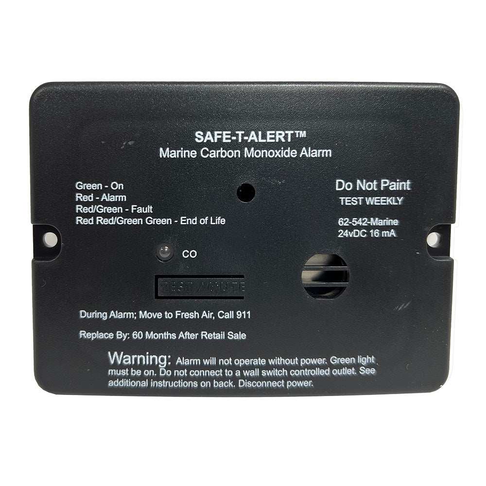 Safe-T-Alert 62 Series Carbon Monoxide Alarm - 24V Flush Mount - Black w/Relay — marine fume detectors