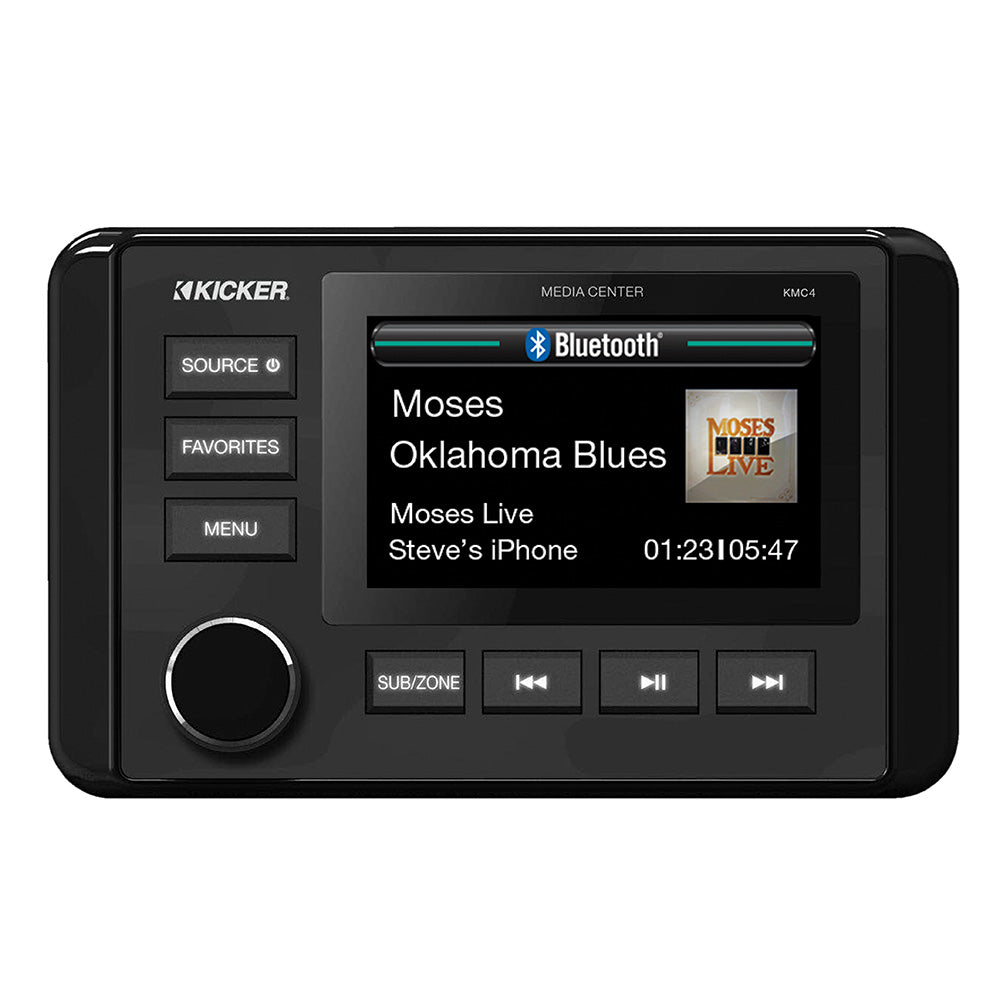 KICKER KMC4 Weather-Resistant Gauge-Style Media Center w/Bluetooth — marine stereos
