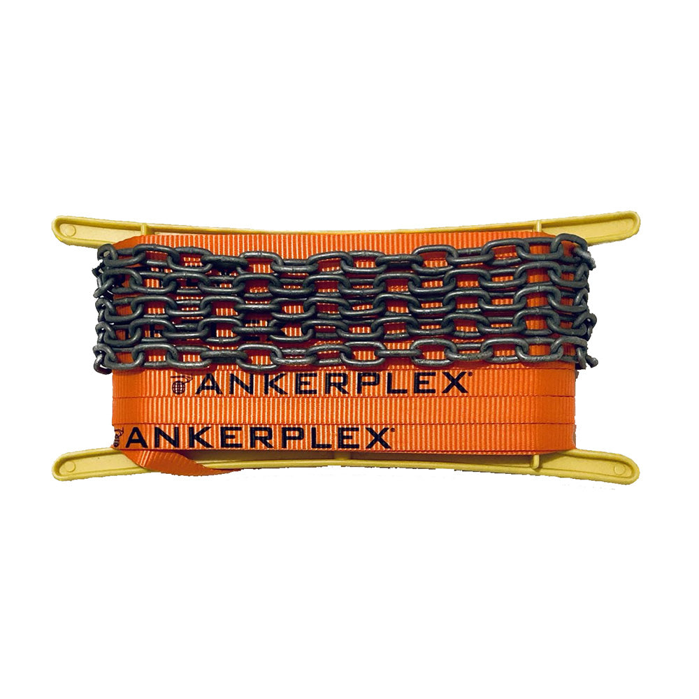 Ankerplex Flat Anchor Line w/Chain f/Vessels up to 15' 75' + 9' Galvanized Chain on Storage Reel — marine rope & chain