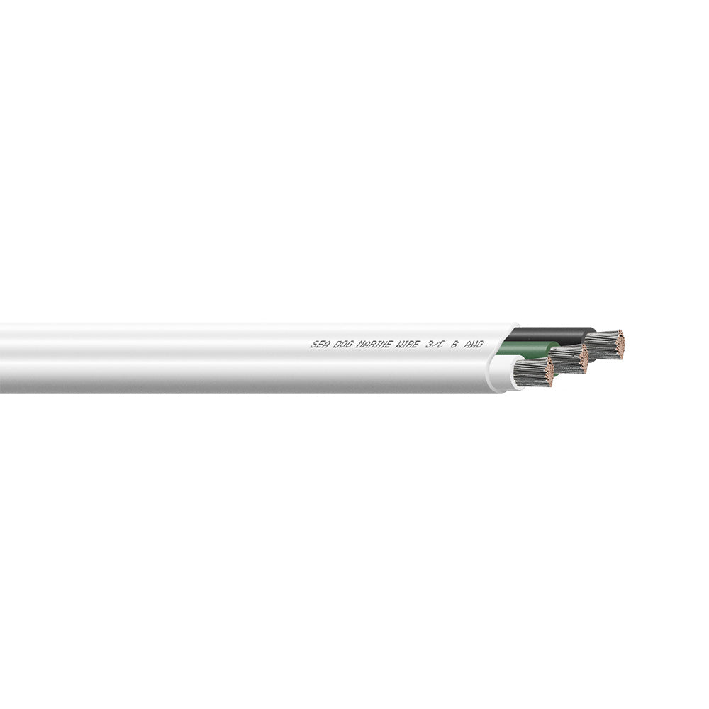Sea-Dog 6/3 AWG Flat Triplex Wire - White/Green/Black - 100' — marine wire